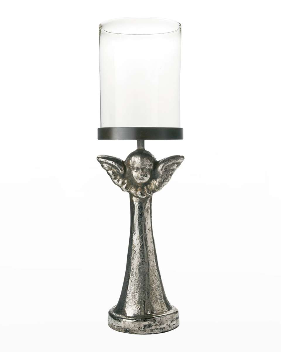 Patria Angel Hurricane Candleholder with Nickel Finish